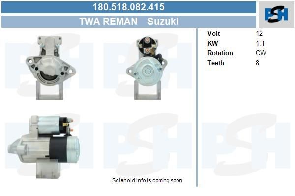 Starter Suzuki 1.1 kW M0T82681 ,CST35261GS, TRS174, , 180518082, DRS0573, LRS02379, 244501