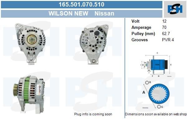Lichtmaschine Nissan Bluebird 80A, ADA373, 165501080, LRA01494, 282548