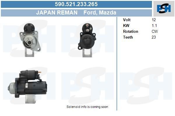Starter Ford Escort, Fiesta, Courier, Ka; Mazda 121; 1.1 kw 1E0818400A ,0986017530, 0986025500, DRS