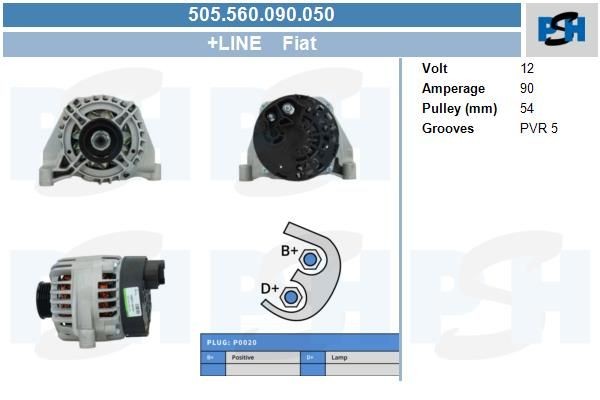 Lichtmaschine Abarth Grande Punto, Alfa Romeo Mito, Citroen C4; 90A, 505560090, 1022118450, 1022118