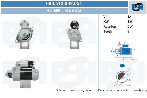 Starter Aixam A.721, City; 1.0 kw 2280007091 ,2280007480, DSN2075, DSN2076, 690513092, 2280005400,