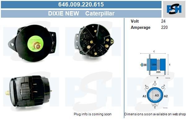 Lichtmaschine Dixie 24V 220A, 646009220, 10478202, 10243, 340218