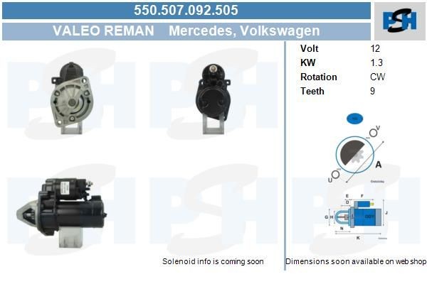 Starter Mercedes C-Klasse, CLK, E-Klasse, SLK, M-Klasse, Vito, Sprinter; 1.3 kw 0051510601 ,0051513