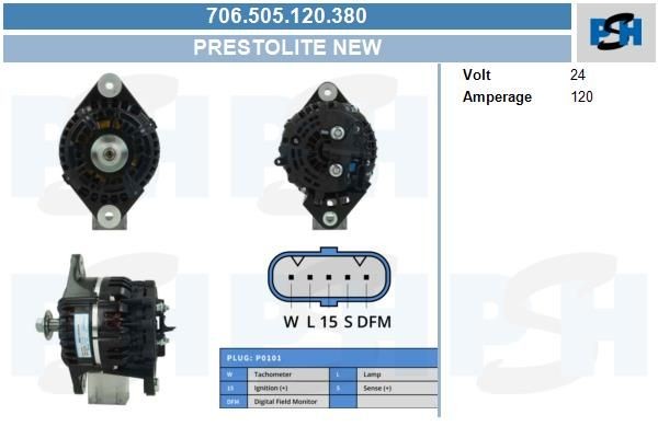 Lichtmaschine Cummins 120A, 706505120, 5283555, 5332604, AVI147S3013HD