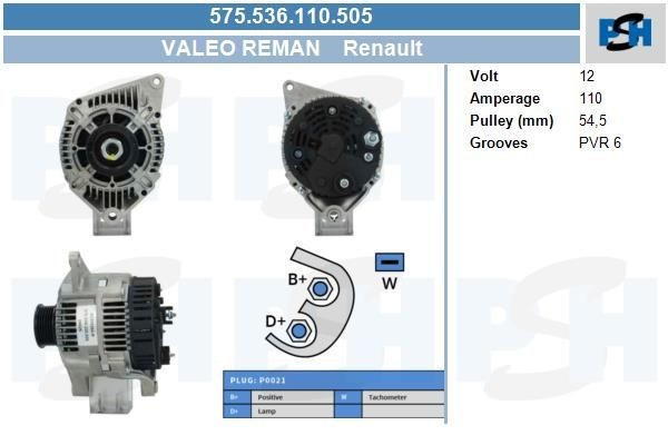 Lichtmaschine Renault Espace, Laguna, Megane, Safrane; 110A, F032UA0054, 575536110, DRA3358, DRA372