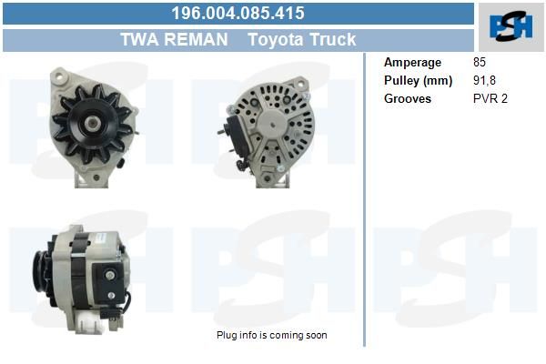 Lichtmaschine Toyota Truck 85A, 196004085, 1012116340, 2706058430 