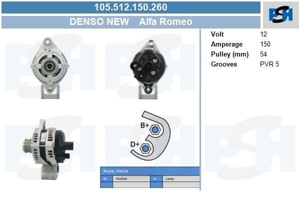 Lichtmaschine Volvo 150A, C30, S40, V50, , 105512150, 1042101190, 1042118480, DAN1329