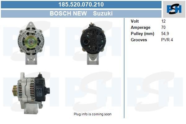 Lichtmaschine Suzuki 70A, 0123115013, 185520070, DRA3995, LRA02135