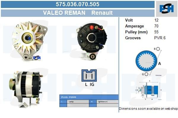 Lichtmaschine Renault 70A, 575036070, 0986042221, DRA3253, LRB00259