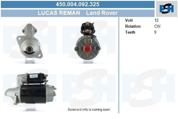 Starter Landrover LRS00196 ,LRS01960, LRS01964, LRS01969, 450004092, DRS3199, 25681, 25696