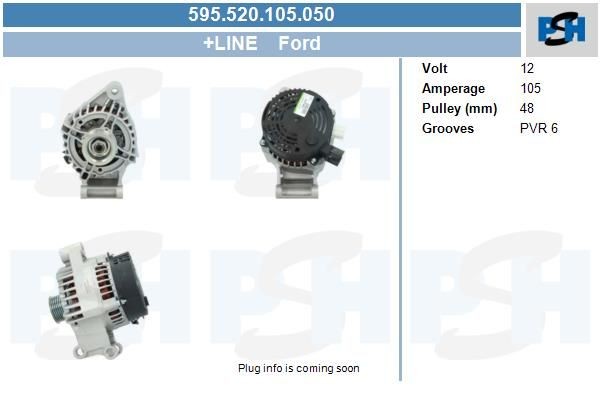 Lichtmaschine Ford Focus, Fusion, Puma, C-Max, Fiesta, Courier; 105A, 595520105, 1022118350, 102211