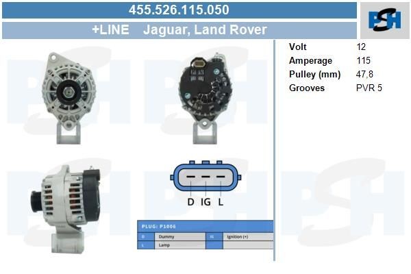Lichtmaschine Land Rover 115A, 455526115, 1022111450, 1022111451, 21510