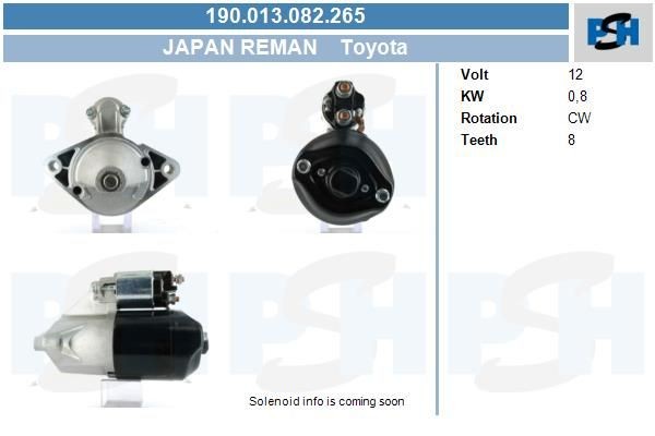 Starter Toyota 0.8 kw 1280003090 ,1280003091, 0986014541, DRS3024, ATS190, 190013082, 1280001441, 12