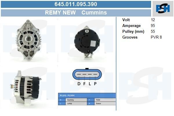 Lichtmaschine Cummins 95A, 645011095, 19020208, 8600000, 8600086