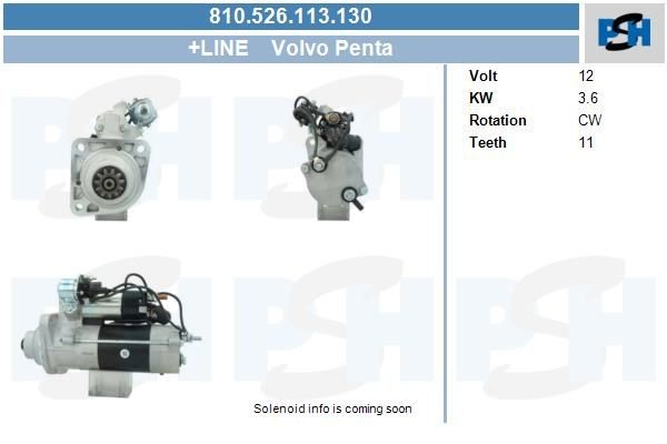 Starter Volvo Penta 3.6 kw 3803938 ,3841359, 874501, M008T55578, 810526113, 31502, 255179, 21423488