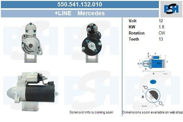 Starter Mercedes C-Klasse, CLS, E-Klasse, S-Klasse, SLK, Vito, Sprinter; 1.8 kw 0001149401 ,6519061