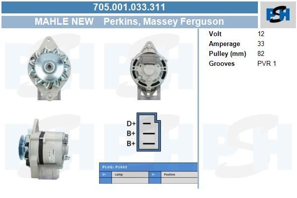 Lichtmaschine Massey Ferguson 33A, 9120143200, 9120143201, 705001033, DRA3458