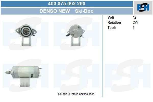 Starter Ski-Doo 22922ND ,995430, , , 400075092, 1280001670, 1280001671, DSN2082