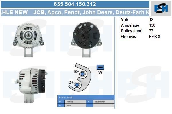 Lichtmaschine John Deere 150A, 635504150, LRA02234, ALT1240sa, CA1831IR