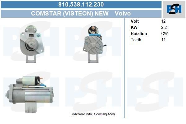 Starter Volvo 2.2 kw 911064 ,116051, , , 810538112, DRS1064, LRS02706, 254378