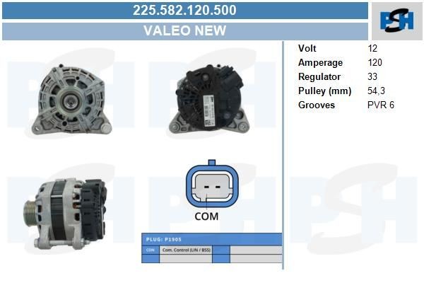 Lichtmaschine Citroen / Peugeot 120A, 225582120, 2625767A, NRG12S010, 9809391880