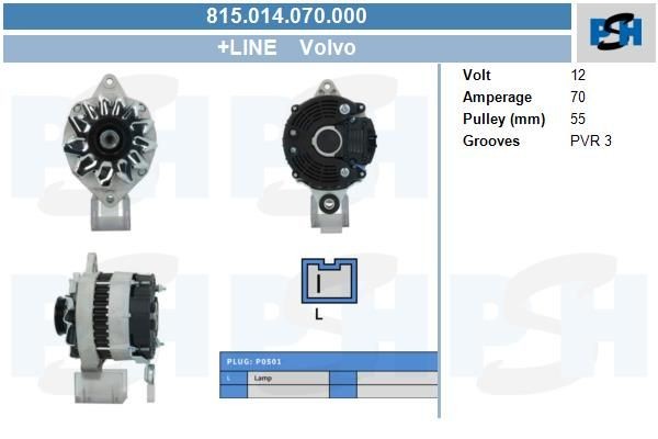 Lichtmaschine Volvo 70A, 0120488143, 0120489490, 815014070, 0986036860